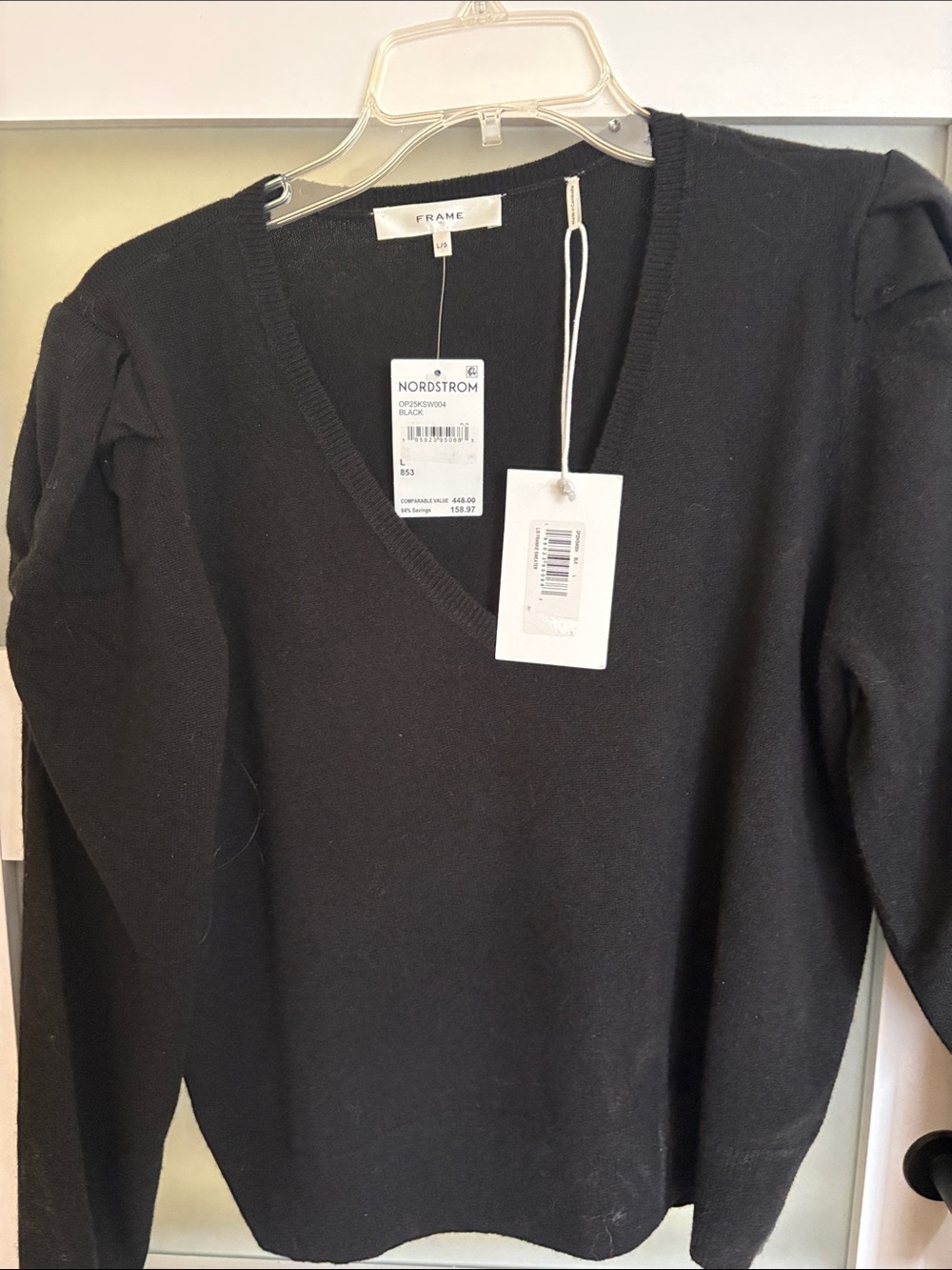 Frame Denim Black V-Neck Sweater